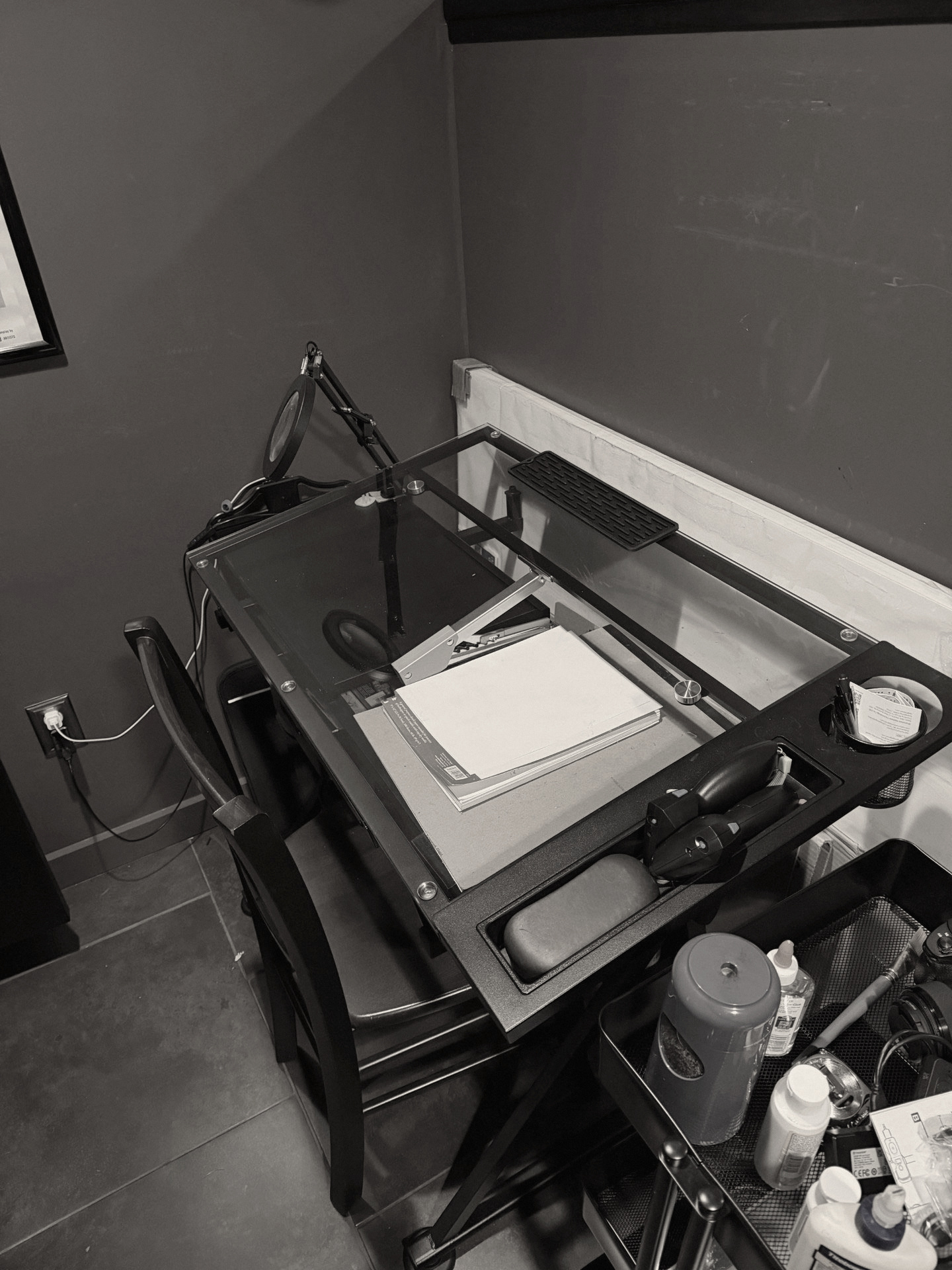 David Schure's drawing desk inside The 110